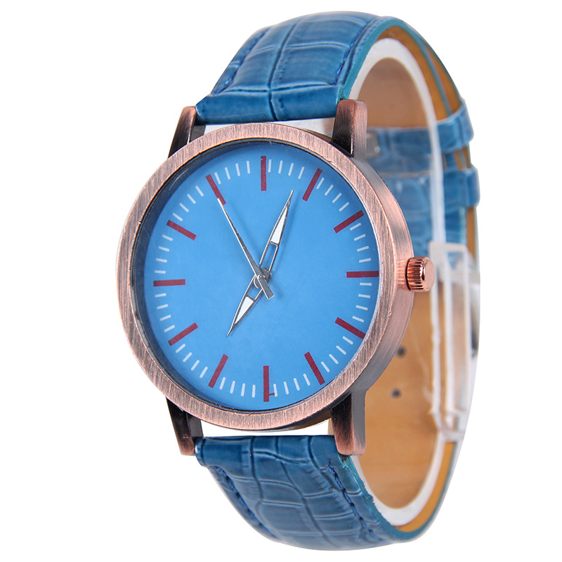 Red Bronze Crocodile Pattern Belt Watch Leisure Fashion Trend Watch