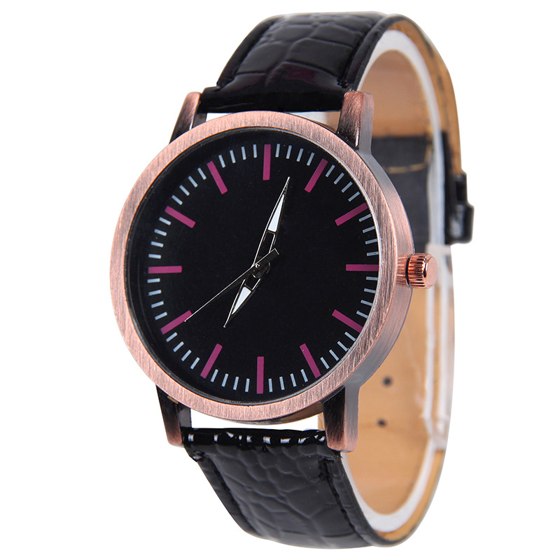 Red Bronze Crocodile Pattern Belt Watch Leisure Fashion Trend Watch