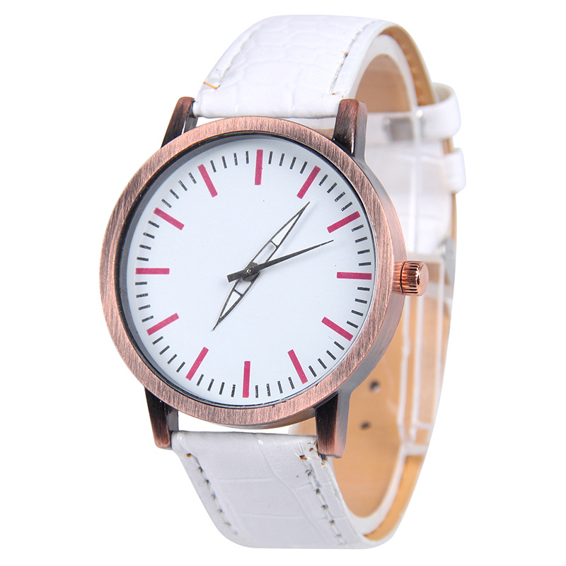 Red Bronze Crocodile Pattern Belt Watch Leisure Fashion Trend Watch
