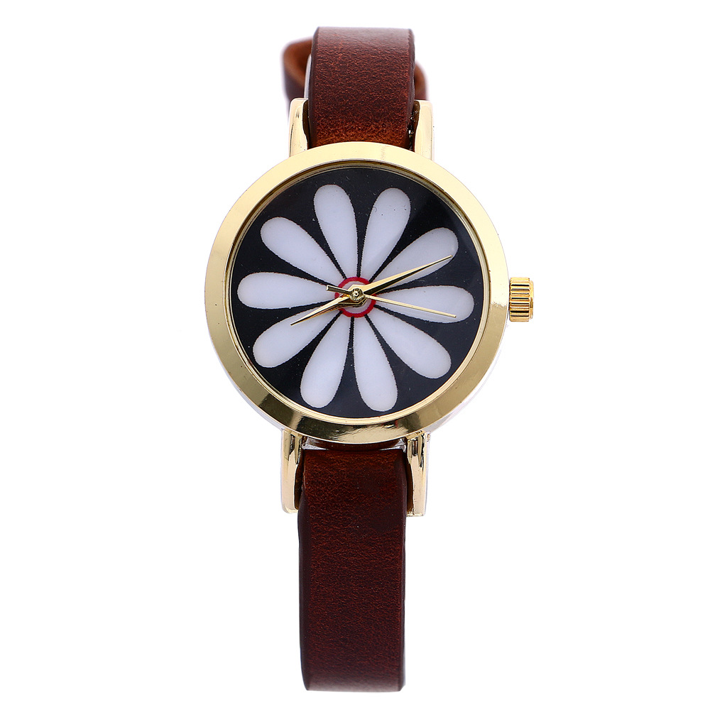 Sunflower Fine belt table Gold shell Watch  fashion Watch   Ms Belt Watch