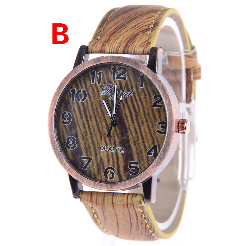 Fashion Wood Grain Watch 12 Numbers men and women popular Imitation Wood Watch