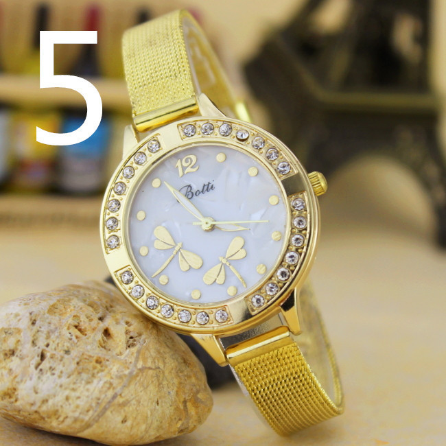 The New Gold Fine Mesh Belt Drill Watch Butterfly Watch Ms Bracelet Watch Gold Watch