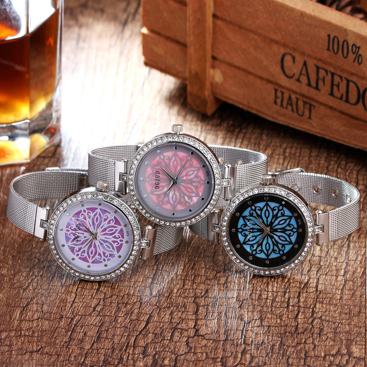 Ms Leisure Mesh Belt Diamond Watch Creative Fashion  Trend Watch