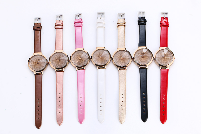 Ms Fashion Trend Belt Color Printing Flash Powder Surface Watch  Diamond Belt Watch