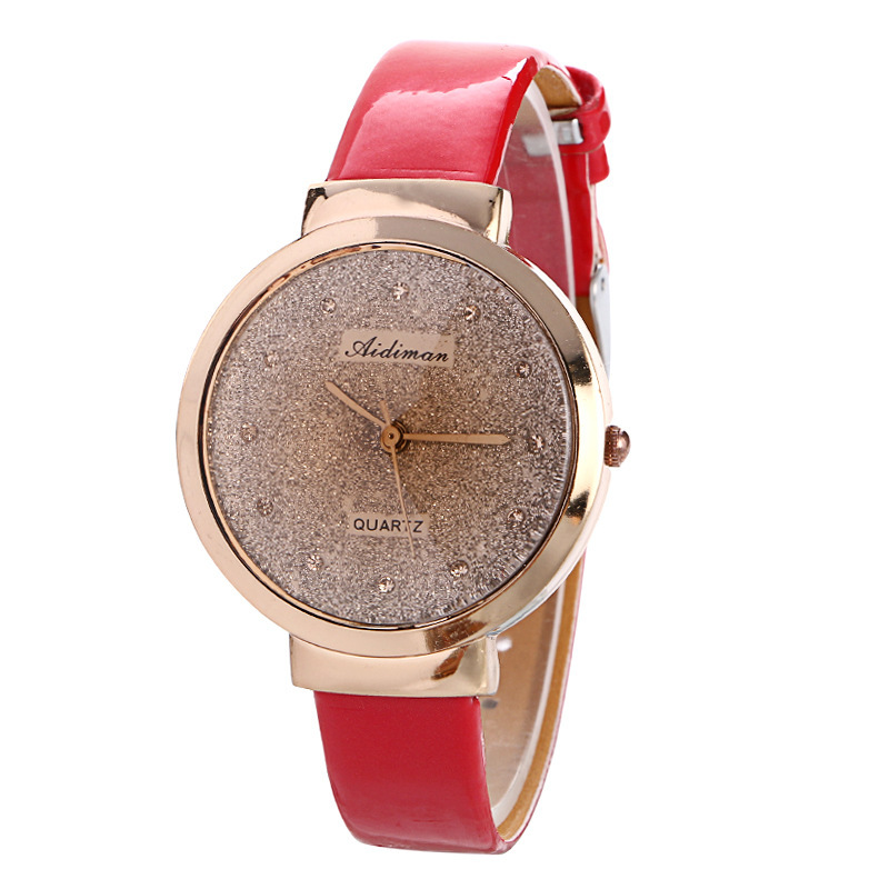 Ms Fashion Trend Belt Color Printing Flash Powder Surface Watch  Diamond Belt Watch
