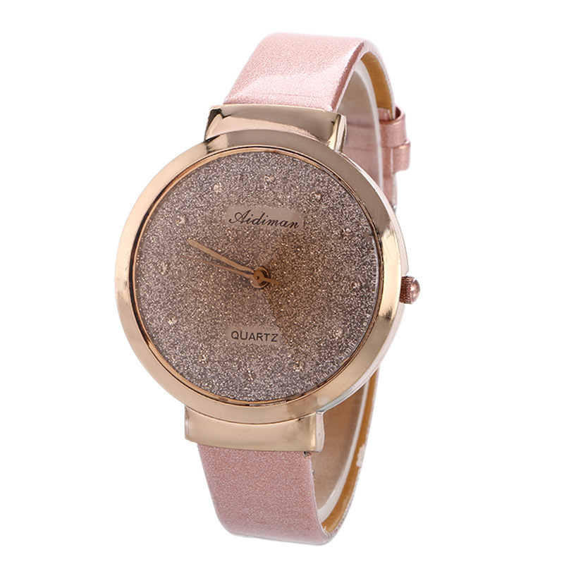 Ms Fashion Trend Belt Color Printing Flash Powder Surface Watch  Diamond Belt Watch