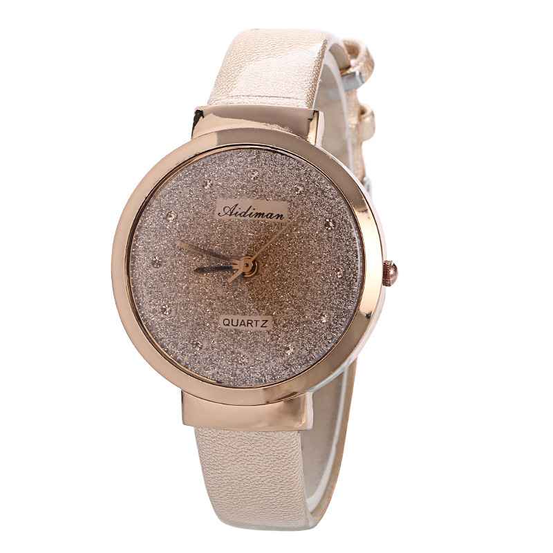Ms Fashion Trend Belt Color Printing Flash Powder Surface Watch  Diamond Belt Watch