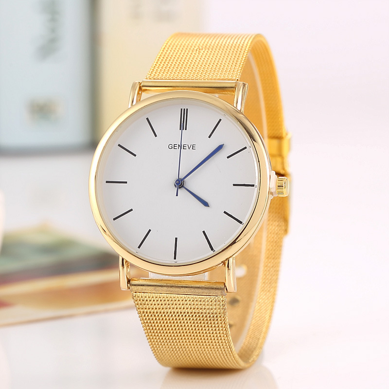 Mesh Belt Men  Geneva Mesh Belt Watch Quartz Watch High End Gold Atmosphere Alloy Watch