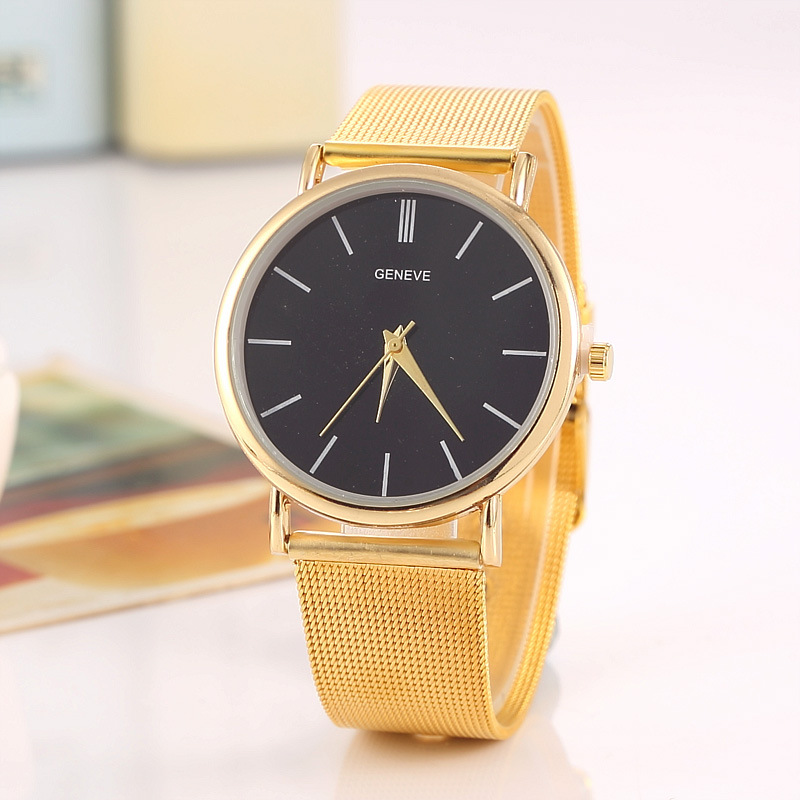 Mesh Belt Men  Geneva Mesh Belt Watch Quartz Watch High End Gold Atmosphere Alloy Watch