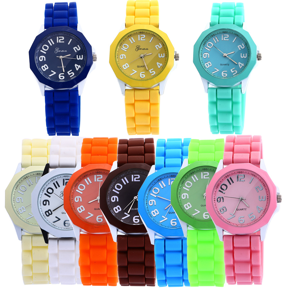 Fashion Ms Couple Watch  Hexagonal Silica gel student Watch