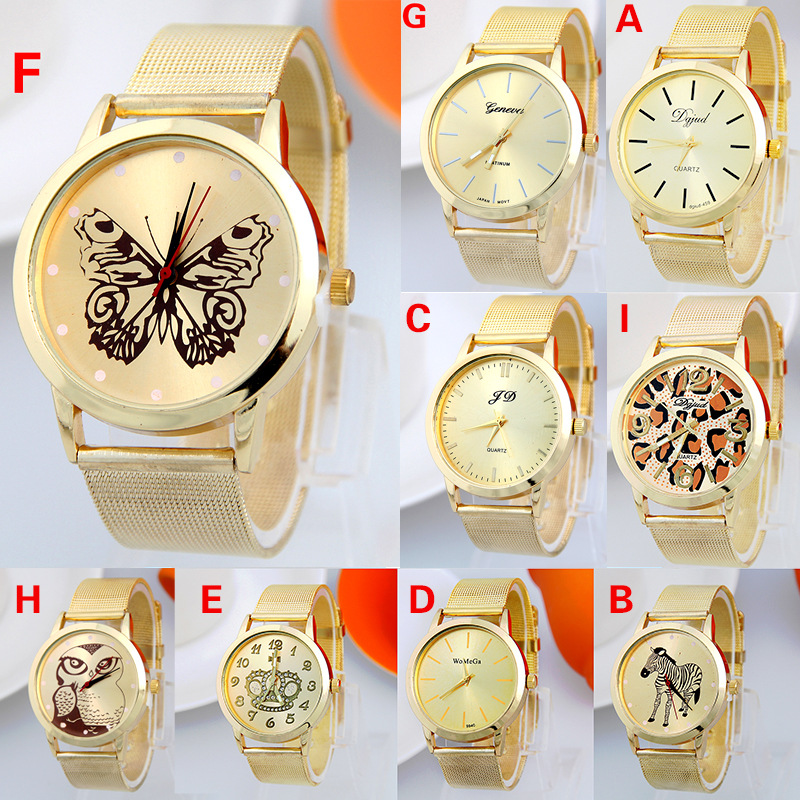 Sell Like Hot Cakes Fashion Animal Avatar Gold Mesh Belt Watch Ffashion Leisure Watch