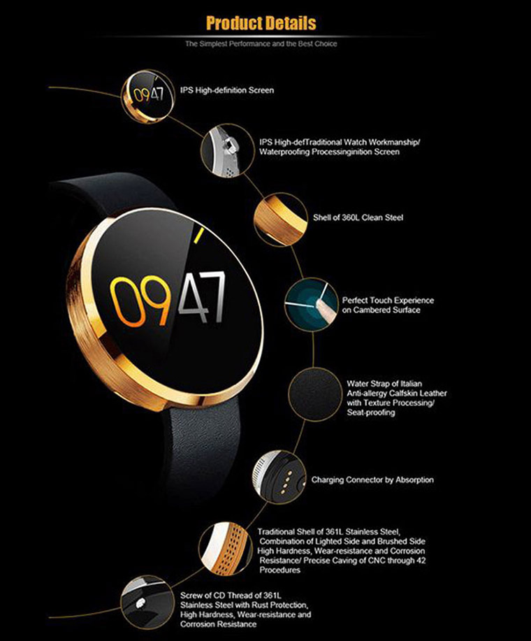 Bluetooth Intelligent Watch Heart Rate Full Circle Screen Waterproof Outdoor Step Wristband