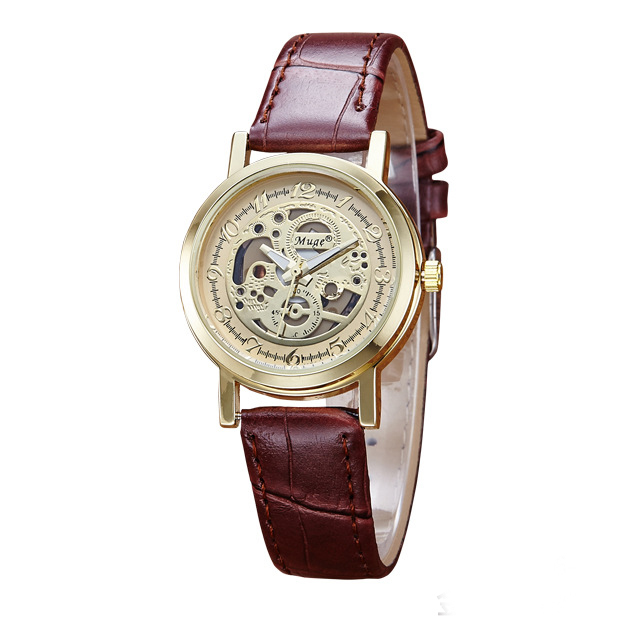 Hollow Belt male Watch Leisure Gold alloy Case Quartz watches