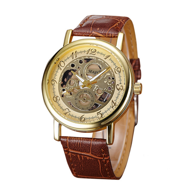 Hollow Belt male Watch Leisure Gold alloy Case Quartz watches