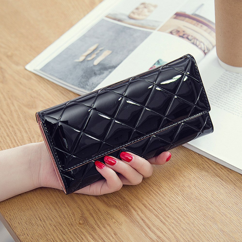 Fashion Female Wallet Patent Leather Lingge Quality Card pack Ms Long Section Wallet