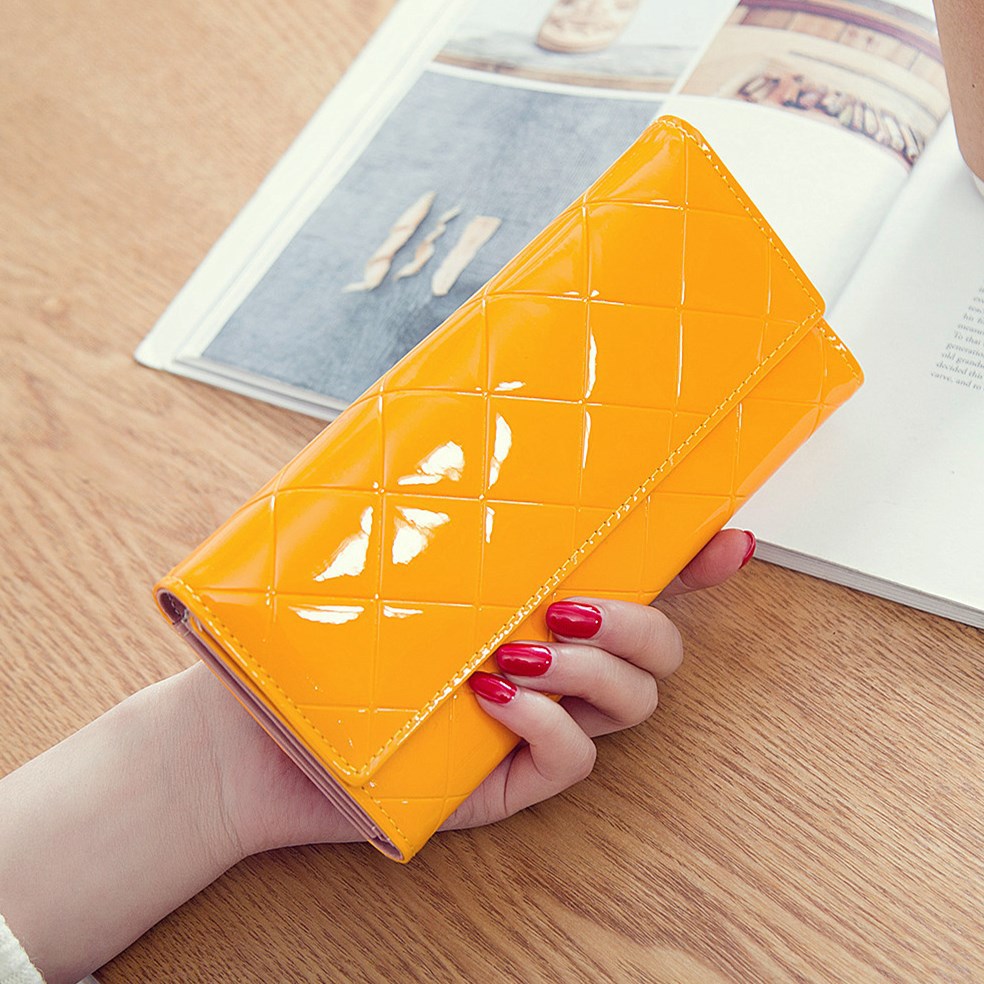 Fashion Female Wallet Patent Leather Lingge Quality Card pack Ms Long Section Wallet