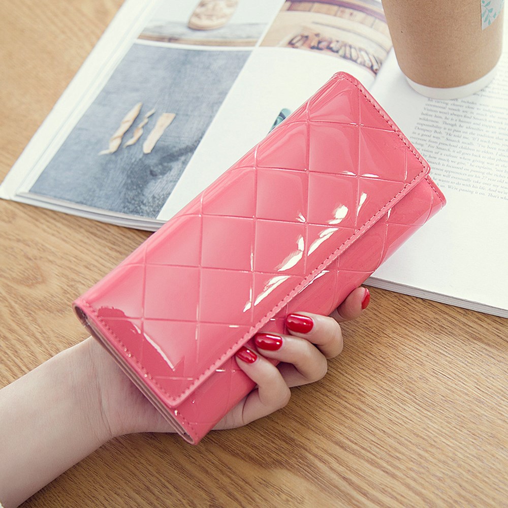 Fashion Female Wallet Patent Leather Lingge Quality Card pack Ms Long Section Wallet