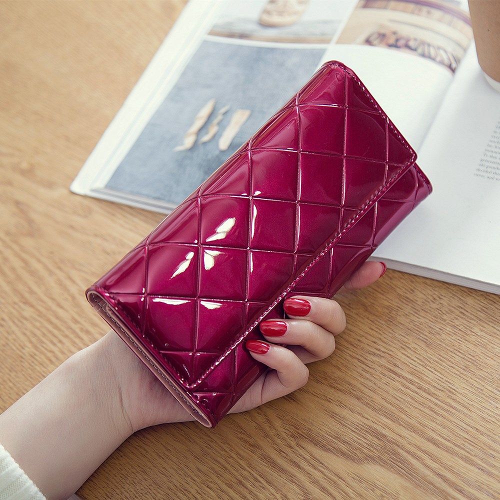 Fashion Female Wallet Patent Leather Lingge Quality Card pack Ms Long Section Wallet