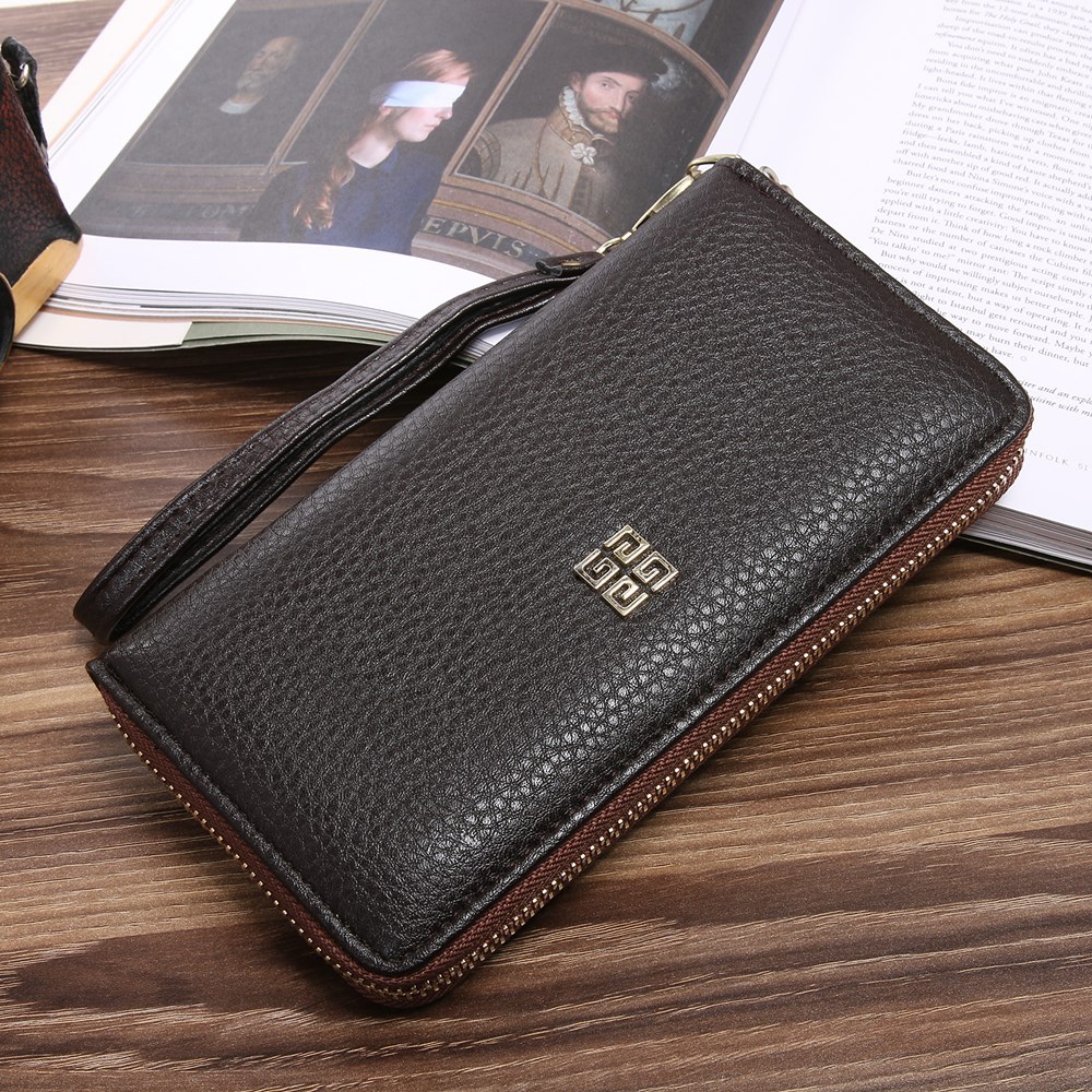 Men soft skin Long section zipper youth Wallet Hand bag Leisure Simple High end Business wallet