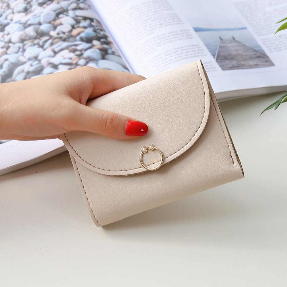 The New Ms Small Wallet Small Fresh Ring Buckle Short Section Wallet Lovely Card Pack Coin Purse