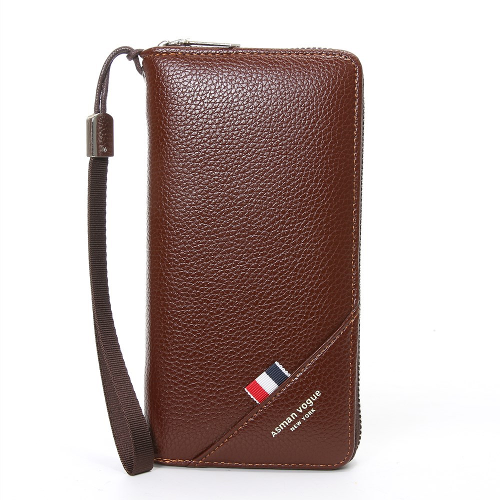 Men Soft Long Section Zipper Wallet Hand Bag Mobile Phone Card Pack Business PU High Capacity Wallet