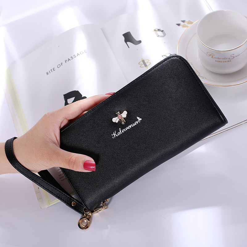 Ms Hand Bag Long Section Zipper Wallet Litchi Pattern Fashion Leisure Wallet