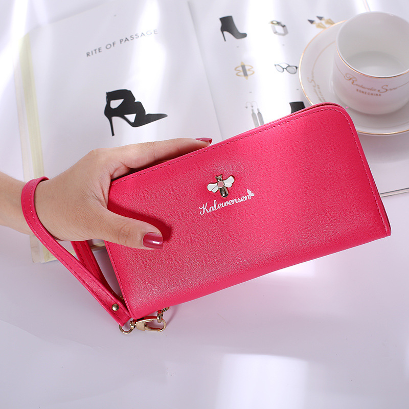 Ms Hand Bag Long Section Zipper Wallet Litchi Pattern Fashion Leisure Wallet