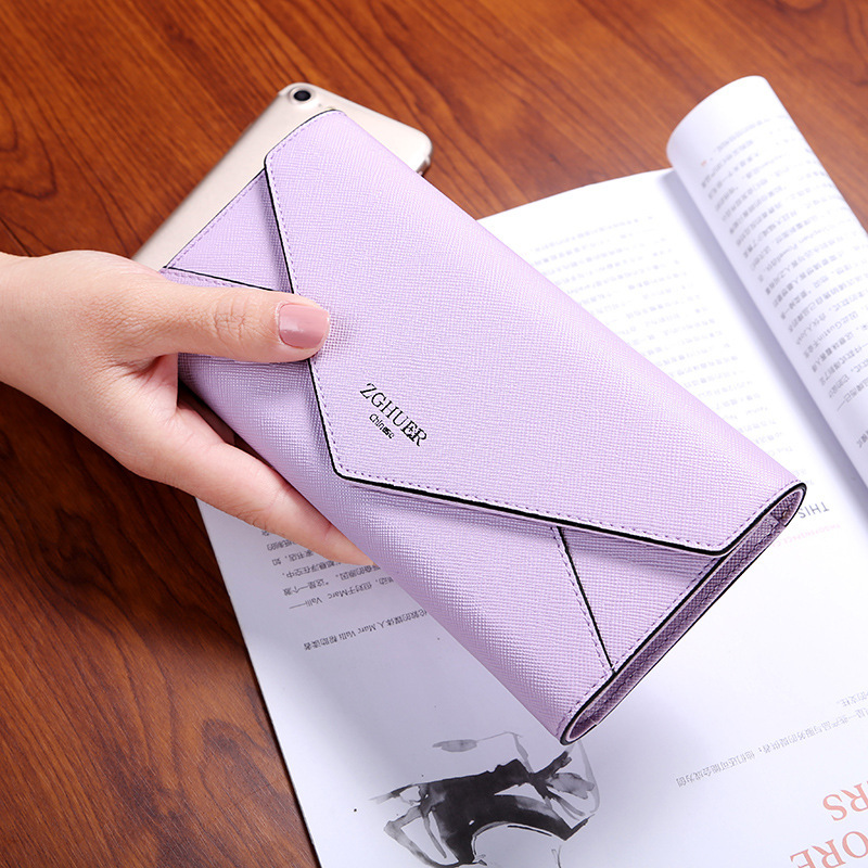 The New Wallet Ms Long Section Fashion Simple Cross Pattern Buckle Female Wallet Hand Bag