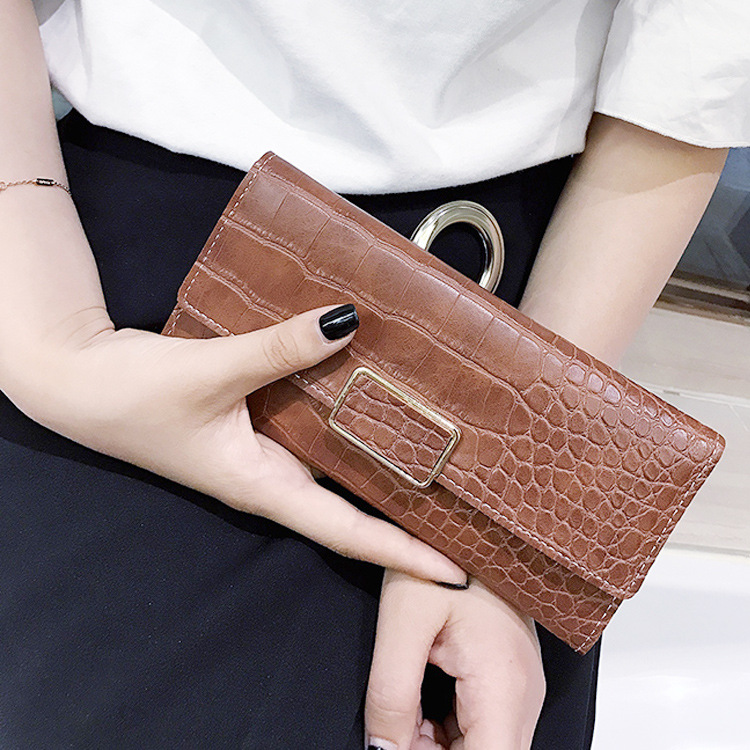 The New Western Style Retro Stone Pattern Fashion Three Fold Mini Buckle Wallet Coin Purse