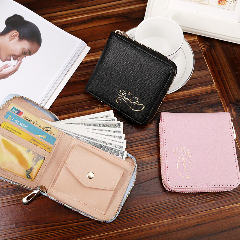 The New Simple Square Ms Wallet Zipper Small Wallet Tassel Mini Coin Purse
