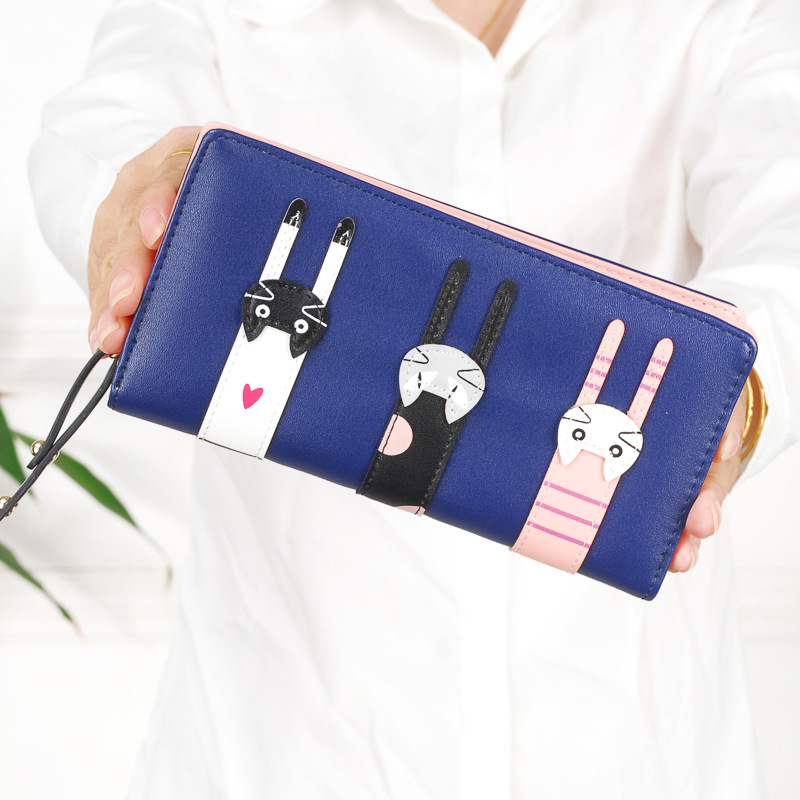 Ms Hand Bag Fashion Lovely Cartoon Three Cats zipper Student Wallet Coin Purse