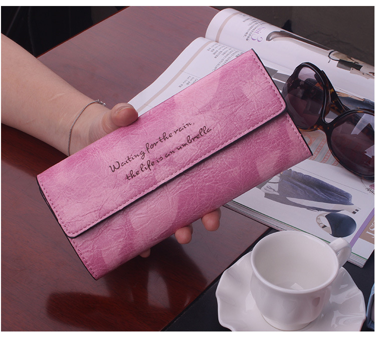 The New Fashion Wallet Ms Long Section Ultra Thin Multi-card Bit Soft Cover Oil Wax Student Hand Bag