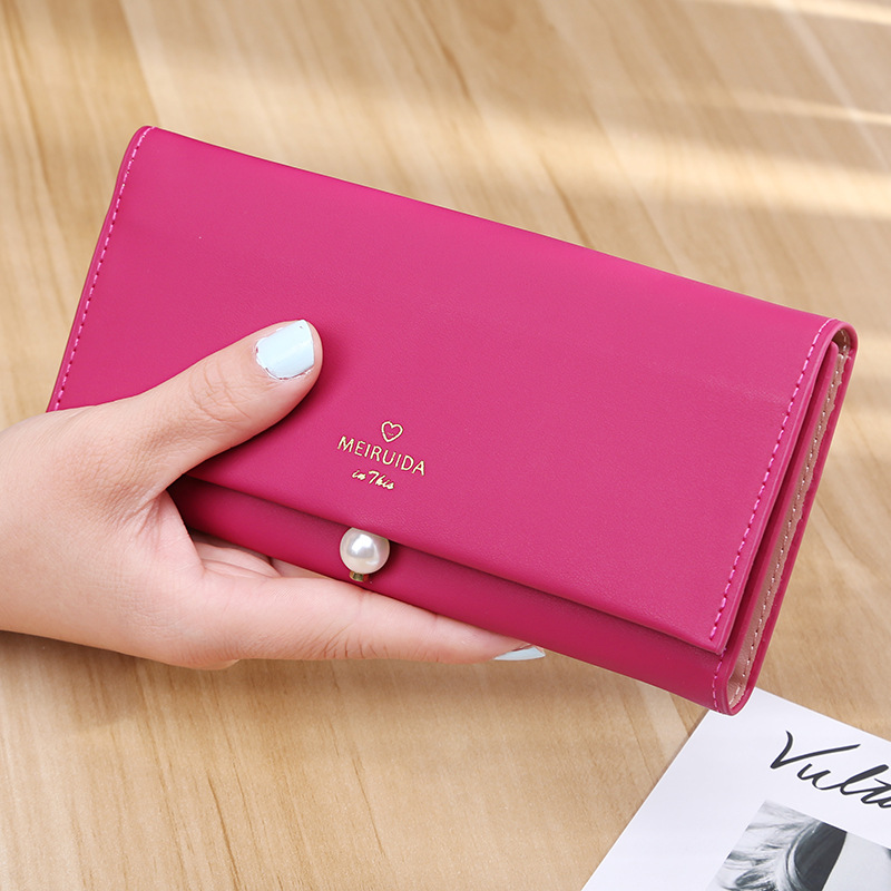 The New Ms Wallet Simple Fashion High Capacity Multi-card Bit Buckle Wallet Hand Bag