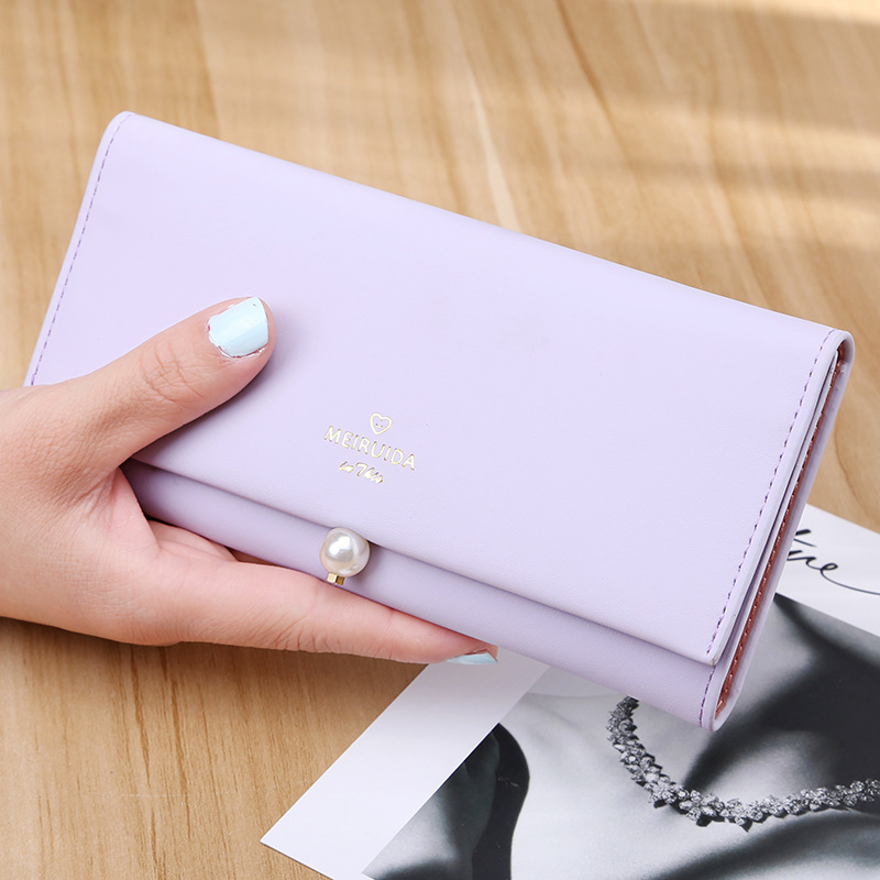 The New Ms Wallet Simple Fashion High Capacity Multi-card Bit Buckle Wallet Hand Bag