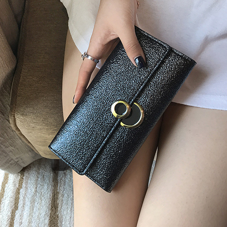 The New Ultra Thin Ms Wallet Long Section Student Simple Buckle Multifunction Wallet Hand Bag