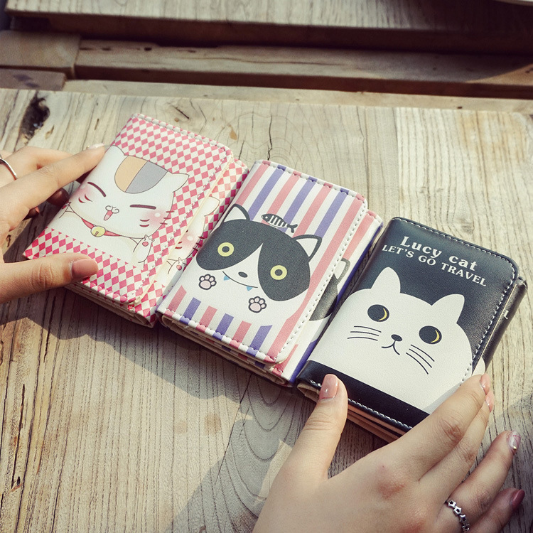 The New Cartoon Ms Short Section Wallet Card Pack Lovely Cat Fashion Coin Purse