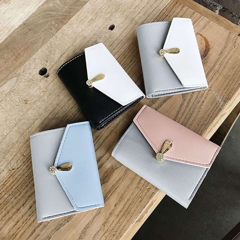 The New Wallet Female Short Section Student Small Fresh Multifunction Wallet Buckle Hand Bag