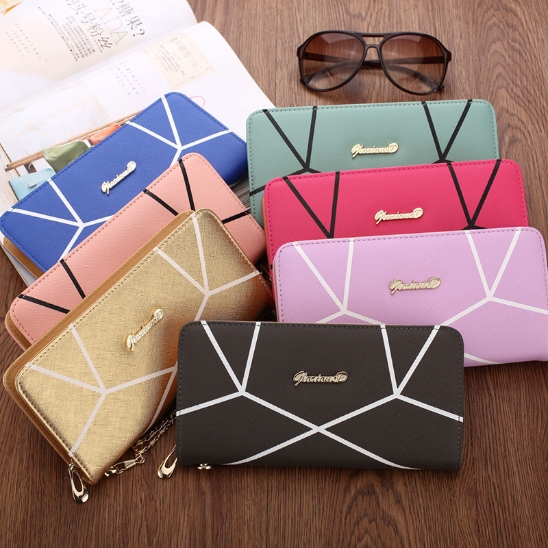 Ms Geometric Patterns Wallet High Capacity Hand bag Fashion Zipper Letter Coin Purse