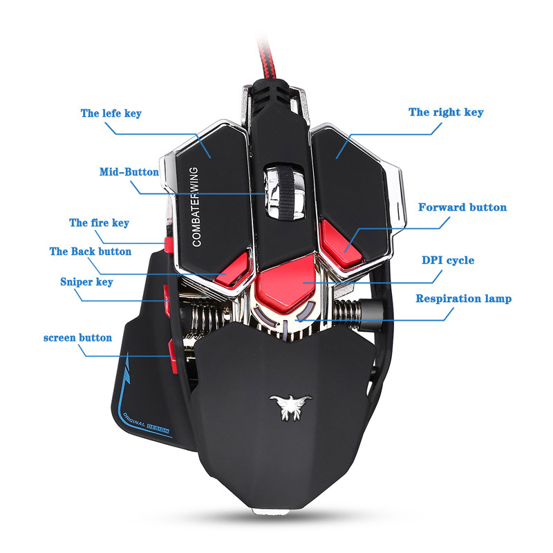 Computer Game Mouse Waterproof 4 Colors Turn Light Mouse