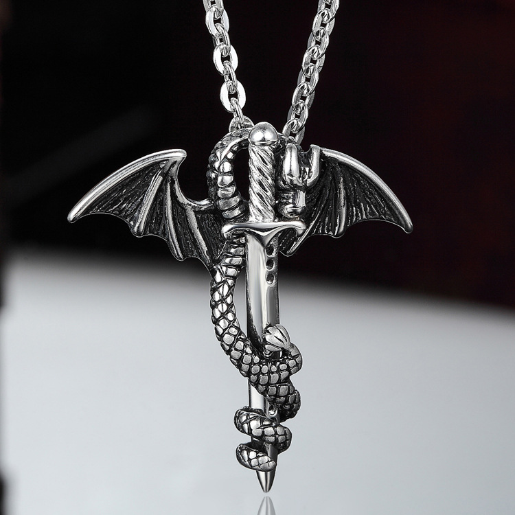 Creative Jewelry Ltem Ornaments Dragon Sword Domineering Fashion Titanium Steel Men Pendant