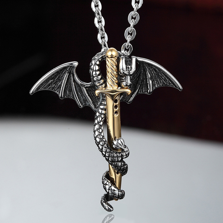 Creative Jewelry Ltem Ornaments Dragon Sword Domineering Fashion Titanium Steel Men Pendant