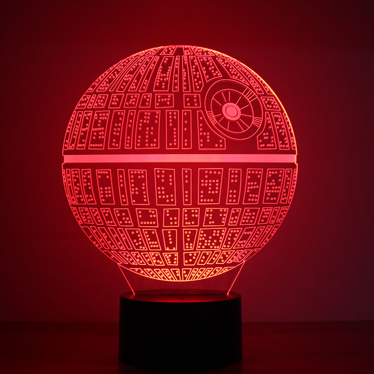 Rainbow Color 3D night Light Button USB Powered by Environmental Protection LED Star Wars Gift