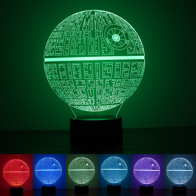 Rainbow Color 3D night Light Button USB Powered by Environmental Protection LED Star Wars Gift