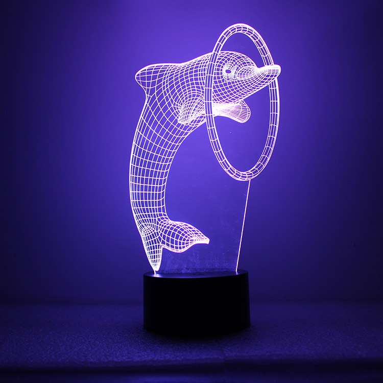 Intelligent Home 3D Colorful Night Light Dolphin Simple Fashion Party Atmosphere Light