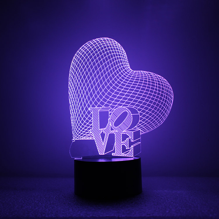 LOVE 3D Night Light Energy Saving Button USB Powered by Home Intelligent LED Decorative lights