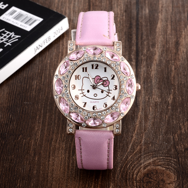 Ms Watch Fashion Diamond HelloKitty Ms Fashion Quartz Watch
