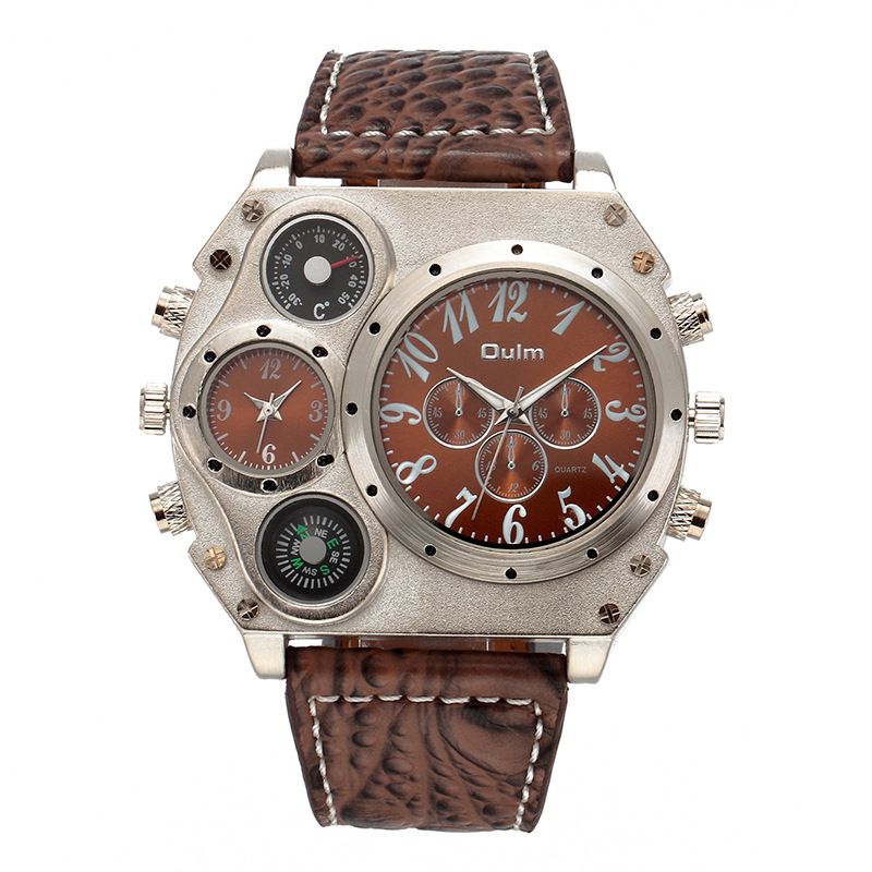 Men Big Dial Business High end Fashion Trend Quartz Watches Belt Watch