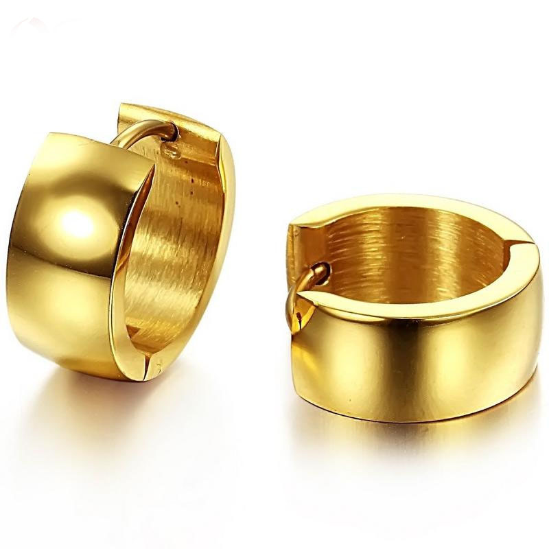 The New Titanium Steel Gold Plating Smooth Fashion Ms Personality Earrings