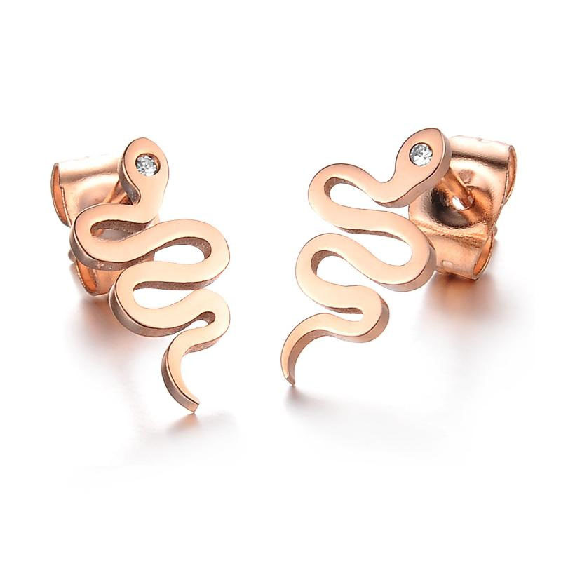 Creative Snake fine Fashion Plated rose Gold Diamond Ms Earrings