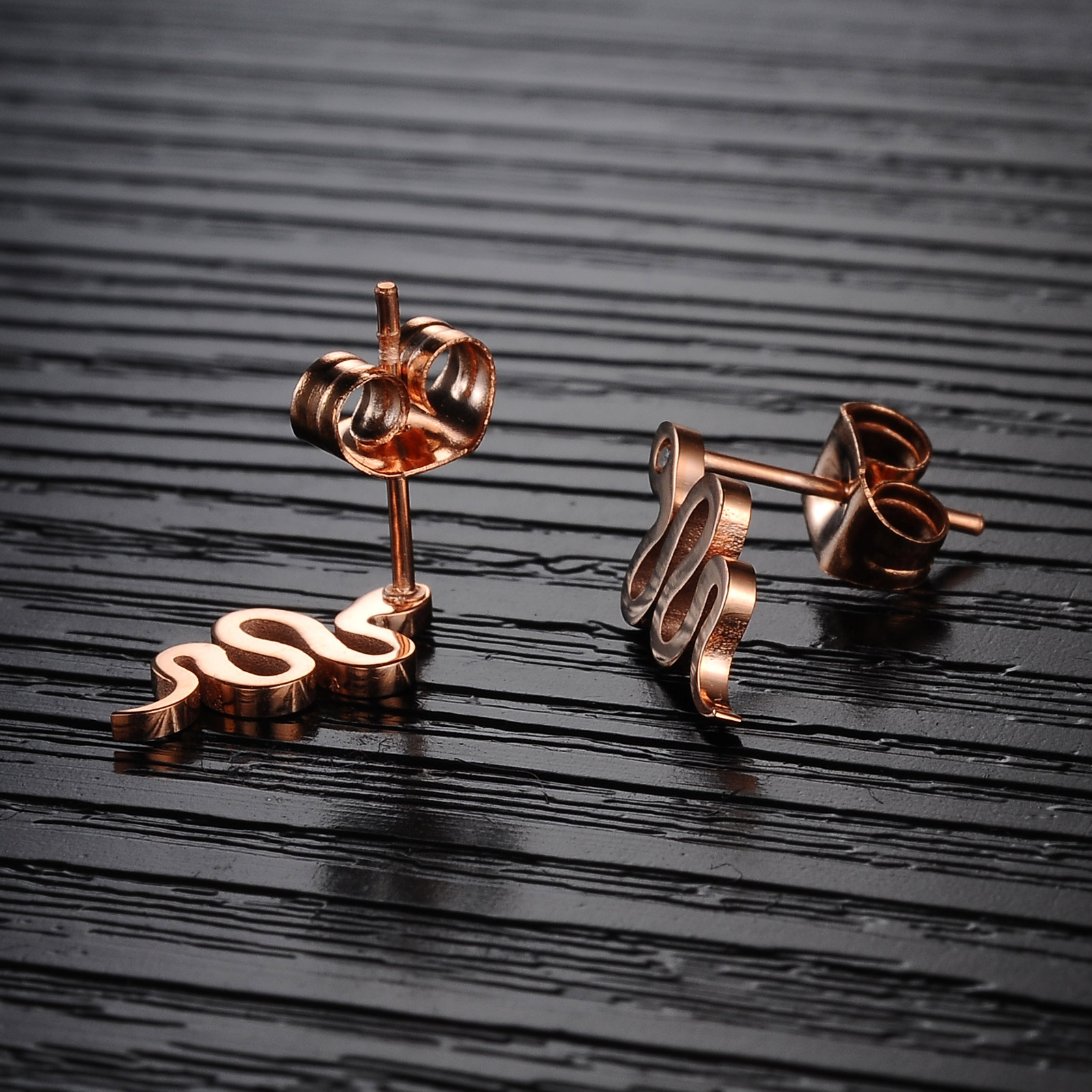 Creative Snake fine Fashion Plated rose Gold Diamond Ms Earrings